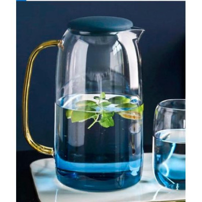 Bình đựng nước thủy tinh kèm 6 cốc màu xanh nước biển