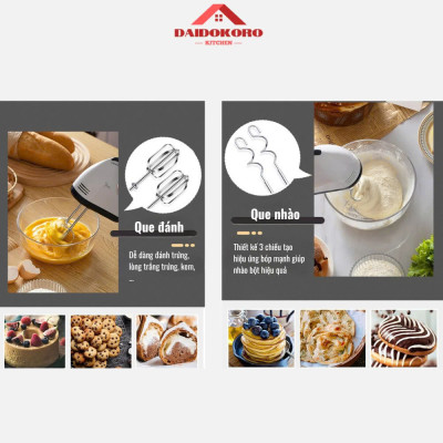 Máy Đánh Trứng Cầm Tay 7 Tốc Độ Công Suất Lớn Tặng Kèm 4 Que Đánh Cao Cấp Thép Không Gỉ - Hàng Chính Hãng - Hàng Nhập Khẩu