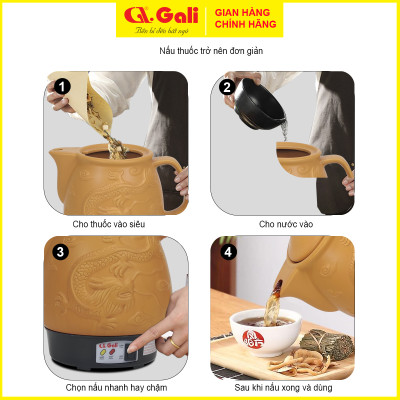 Ấm Sắc Thuốc Gali GL-1802 GL-1800 GL-1801 GL-1821 GL-1822 GL-1805 GL-1815. Dung tích 3,3L-4L, đa chức năng nấu các loại thuốc Bắc, Nam, Thảo Dược,... thân bằng gốm sứ cao cấp chịu nhiệt tốt. Bảo hành chính hãng. Siêu Sắc Thuốc, Ấm Nấu Thuốc