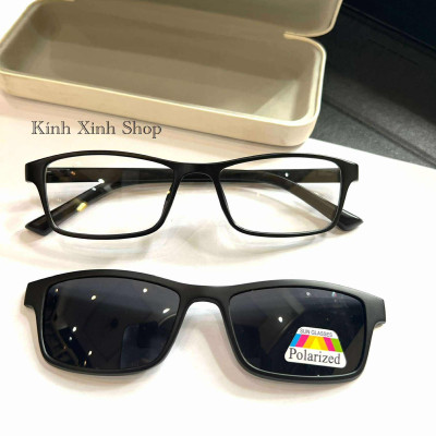 Kính Râm Cận, Kính Mắt Thời Trang Mắt Vuông Form Nhỏ Gọng Nhựa Đen Ultem Cho Nam Nữ