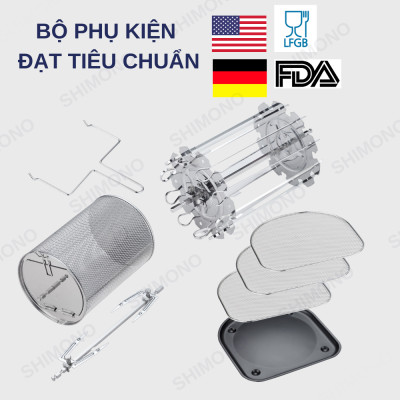 Nồi Chiên Không Dầu SHIMONO SM-AF1605T 16L 1800W Cao Cấp Tiêu Chuẩn FDA Hoa Kỳ, LFGB Đức Tặng Kèm Trọn Bộ 9 Phụ Kiện Hàng Chính Hãng