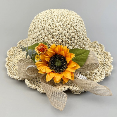 Nón mũ rộng vành gấp gọn đi biển hoa vàng mẫu mới dona24072904