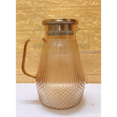 Bình đựng nước uống thủy tinh vàng vân kim cương hạt nhỏ ( giao ngẫu nhiên vân hạt )