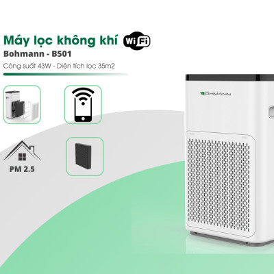 Máy lọc không khí, khử mùi, kết nối Wifi BOHMANN B501 - Hàng chính hãng
