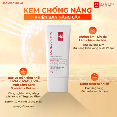 Kem chống nắng Sắc Ngọc Khang 50g giúp chống nắng hiệu quả với chỉ số SPF50, PA++++