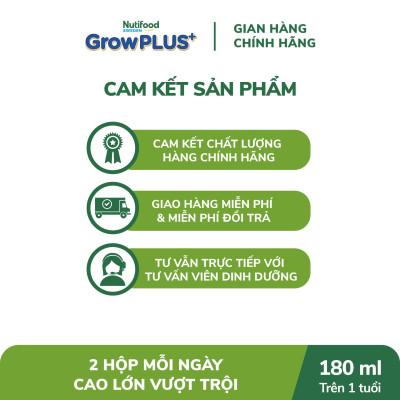 Thùng Sữa Bột Pha sẵn Nutifood GrowPLUS+ Cao Lớn Vượt Trội trên 1 tuổi (24 hộp x 180ml)