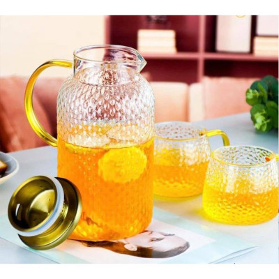 Bình đựng nước uống thủy tinh cao cấp vân sần dáng thẳng