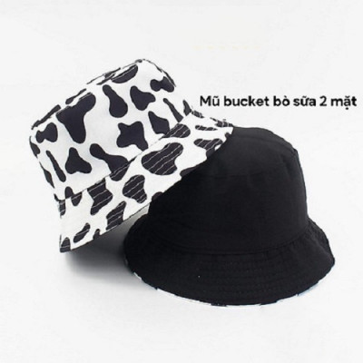  Nón Bucket Bò Sữa 2 Mặt Kiểu Dáng Thời Trang