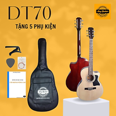 Đàn Guitar Acoustic DT70 màu gỗ tự nhiên laminate cần đàn có ty dành cho bạn mới tập Duy Guitar tặng 4 phụ kiện