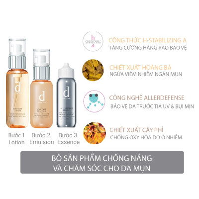 Bộ sản phẩm dProgram chống nắng và chăm sóc da mụn (Tinh chất chống nắng 40ml + Nước cân bằng cho da mụn 125ml + Sữa dưỡng cho da mụn 100ml)