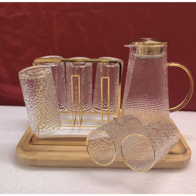 COMBO BỘ BÌNH CỐC THỦY TINH CHỊU NHIỆT CAO CẤP LÊN ĐẾN 400 ĐỘ C KÈM KHAY VÀ GIÁ ÚP CỐC ( BÌNH ĐÁY VUÔNG)