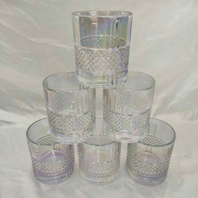 Bộ 6 cố thủy tinh uống nước vân kim cương hạt vàng