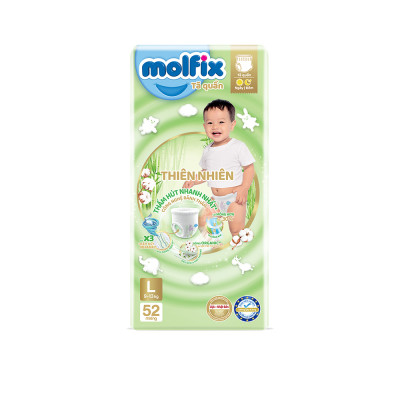 Combo 3 Tã/bỉm quần Molfix Thiên nhiên Super Jumbo M60/L52/XL42/XXL38