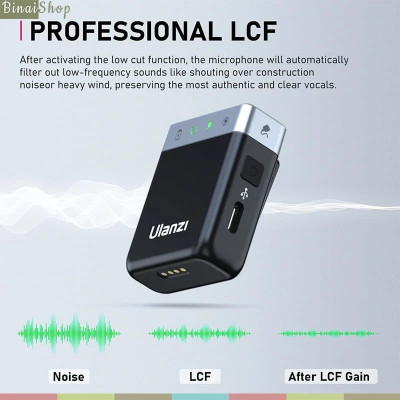 Ulanzi AM18 - Micro Cài Áo Không Dây Kênh Đôi Cho Máy Ảnh, Điện Thoại, Bộ Nhớ Trong 8GB, Thời Lượng Pin 20 Giờ - Hàng chính hãng
