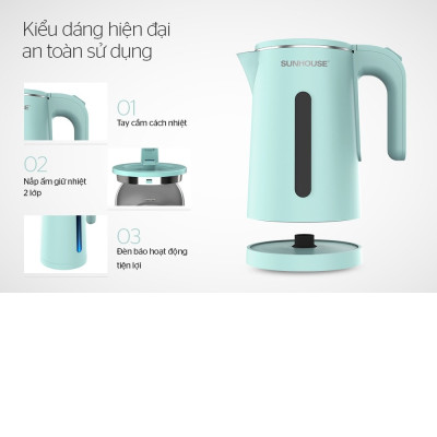 Bình đun siêu tốc Sunhouse 1.8 lít SHD1351 - Hàng chính hãng