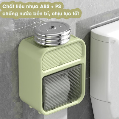 Hộp Đựng Giấy Vệ Sinh 2 tầng có kệ để diện thoại dán tường chất liệu ABS + PP cao cấp chống nước có ngăn kéo để đồ và kệ để điện thoại, Kệ treo tường đa năng Kitchen