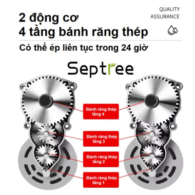 Máy ép dầu ăn thực vật 2 đầu kép đa năng thương hiệu Mỹ cao cấp Septree B02S Plus - Công suất 1900W - Hàng chính hãng