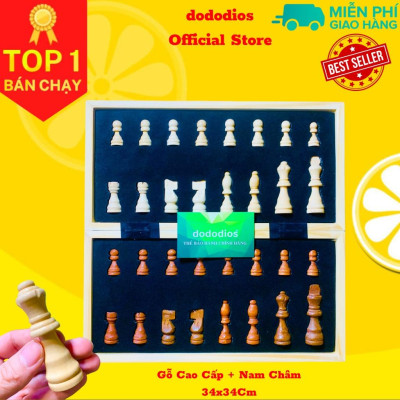 Bộ cờ vua Gỗ Nam châm dododidos - Bàn Cờ là hộp đựng cao cấp - 34x34cm