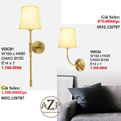 AZP - ĐÈN ỐP VÁCH / ĐÈN TRANG TRÍ / ĐÈN TREO TƯỜNG PHÒNG KHÁCH, PHÒNG NGỦ, NHÀ HÀNG, KHÁCH SẠN AZP-VDC01 / VDC02 phong cách đương đại, hàng nhập khẩu AZP