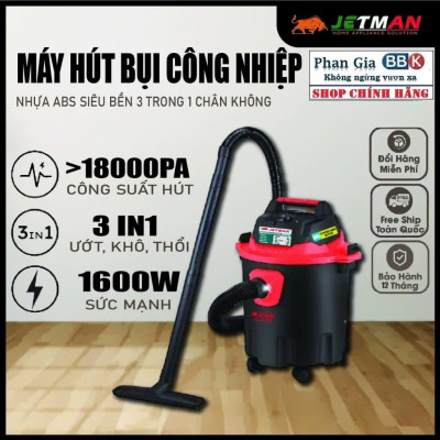 Máy Hút Bụi Cầm Tay JETMAN 12L, Máy Hút Bụi Công Nghiệp 1600W, Hút Bụi Cầm Tay 100% Dây Đồng, Bảo Hành 1 Năm