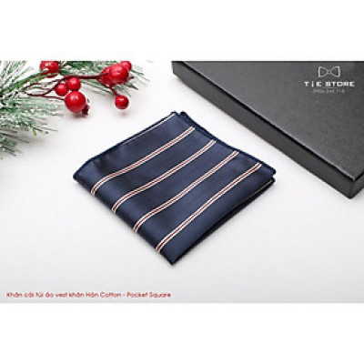 Ca Vat bộ 3 món kèm hộp túi xách cao cấp, quà tặng chú rể, Cavat họa tiết xanh đen kẻ đỏ
