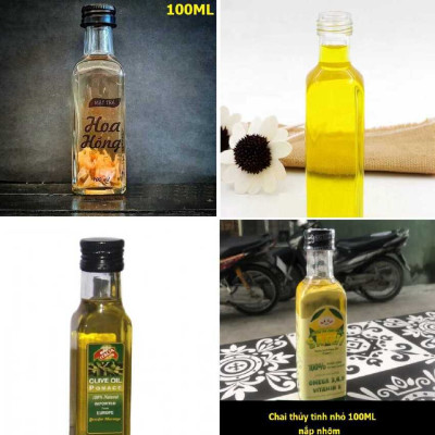 Chai Thủy Tinh Nhỏ 100ML (combo 15 cái) vuông cao nắp nhôm đen – Lọ Thủy Tinh Mini đựng mật ong, thức uống - Vỏ Chai Rượu Mini