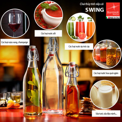 Chai Thủy Tinh Vuông Swing Bormioli Rocco - 1 Lít