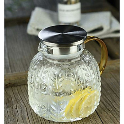 BÌNH ĐỰNG NƯỚC THỦY TINH DÁNG LÙN HỌA TIẾT VÂN NỔI CHỊU NHIỆT TỐT_AVN9