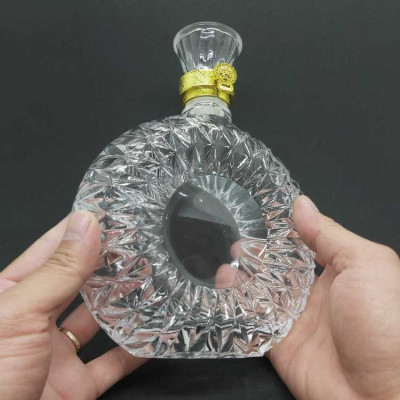 Chai Thủy Tinh Đựng Rượu 500ml cao cấp mẫu xo tròn dẹt – Vỏ Chai Rượu Đẹp - Chai Đựng Rượu sang trọng (C4)