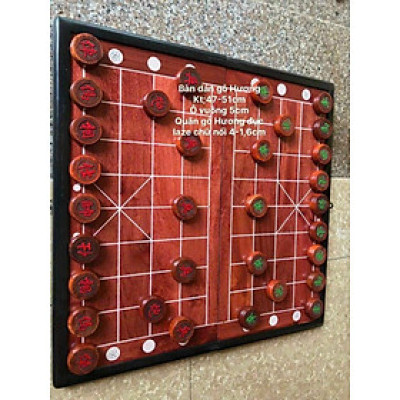 Bộ Bàn cờ tướng gỗ hương kt 48×50×3cm +quân cờ  gỗ hương  kt 4.0×1.6cm 
