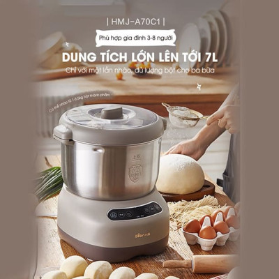 Máy Trộn Bột Ủ Bột Lên Men Tự Động BEAR HMJ-A70C1 Chống Dính Bột Dung Tích 7 Lít Công Suất 250 W - Bản Nội Địa