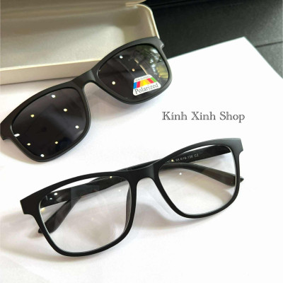 Kính Râm Cận, Gọng Kính Cận, Kính Mắt Thời Trang Clip On 2in1 Dáng Vuông Form To Gọng Nhựa Ultem