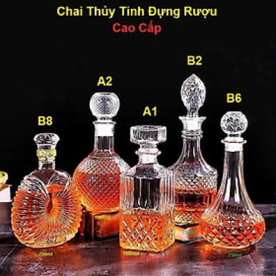Bộ Vỏ Chai Đựng Rượu Thủy Tinh (combo 5 cái) - Vỏ Chai Rượu Đẹp - Bình Đựng Rượu (A1,A2,B2,B6,B8)