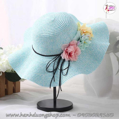 Mũ đi biển du lịch mẹ và bé vành gợn sóng HQC4127