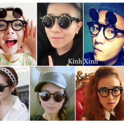 Kính râm cận 2 Tròng 2in1 Lật Nắp Đa Năng Phong Cách Retro 