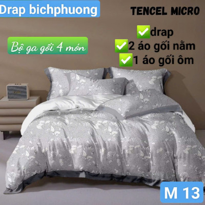 Bộ drap gối Tencel vải Hàn Quốc , đỉnh cao mát , mềm mại { drap và 3 áo gối}