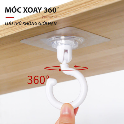 Móc Nhựa Xoay 360˚ Cỡ Lớn Dán Tường Trần Nhà Treo Màn Hình Lưỡi Câu Siêu Dính Treo Đồ Đa Năng