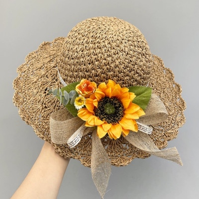 Nón mũ rộng vành gấp gọn đi biển hoa vàng mẫu mới dona24072904