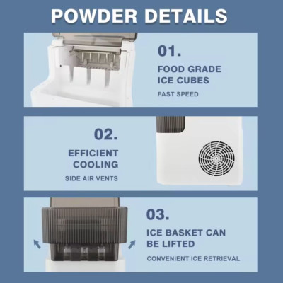 Máy làm đá viên siêu tốc, chỉ trong 6 phút Thương hiệu Nga cao cấp DSP KD8001, Công suất làm đá 90-165W, sản lượng 12kg/24h, Dung tích bình chứa 1,4 lit - HÀNG NHẬP KHẨU, BẢO HÀNH 12 THÁNG