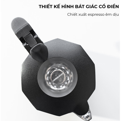 Bình moka nhôm 2 cup 90ml màu đen CAFE DE KONA