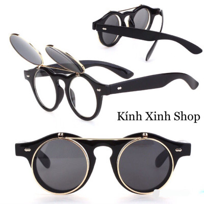Kính mát Mắt Tròn 2 Lớp Thời Trang Đi Đường, Selfie Chụp Ảnh Retro Siêu Chất