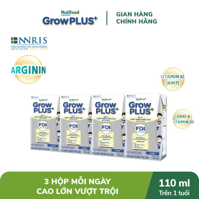 Thùng Sữa Bột Pha sẵn Nutifood GrowPLUS+ Cao Lớn Vượt Trội trên 1 tuổi (24 hộp x 110ml)