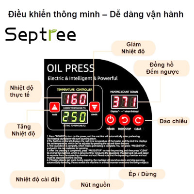 Máy ép dầu ăn thực vật dùng trong gia đình thương hiệu Mỹ cao cấp Septree X6 - Công suất 1150W - Hàng nhập khẩu (BH 1 NĂM)