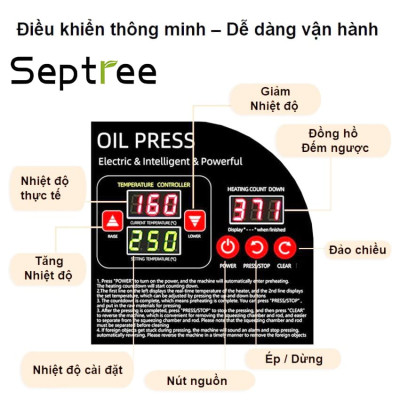 Máy ép dầu ăn thực vật dùng trong gia đình thương hiệu Mỹ cao cấp Septree X6 - Công suất 1150W - Hàng chính hãng (BH 1 NĂM)
