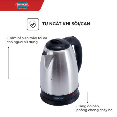 Ấm Siêu Tốc Inox Sunhouse SHD1186 - 1.8L - Hàng chính hãng