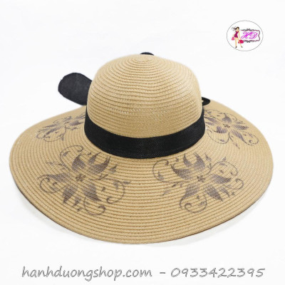 Nón tai bèo mũ tai bèo màu vàng mũ tai bèo nữ vành rộng có nơ với chất liệu cói cao cấp giúp che