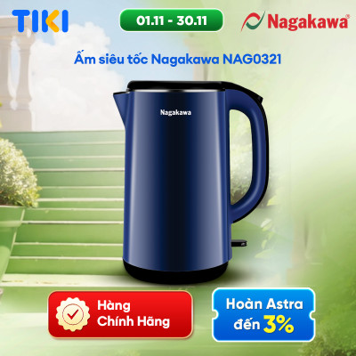 Ấm siêu tốc 2 lớp inox 304 Nagakawa NAG0321 (1,8L - 1800W) - Hàng chính hãng