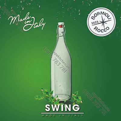 Chai Thủy Tinh Vuông Swing Bormioli Rocco - 1 Lít