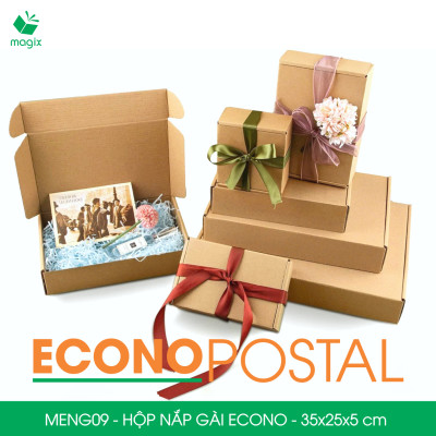 MENG09 - 35x25x5 cm - 60 Hộp carton nắp gài đóng hàng giá rẻ, hộp gói hàng, hộp quà thời trang