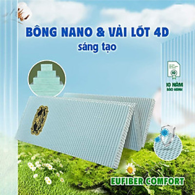 Nệm bông ép  Kim Cương EUFIBER COMFORT-Bảo hành 10 năm-Gấp 3 - Di chuyển dễ dàng.